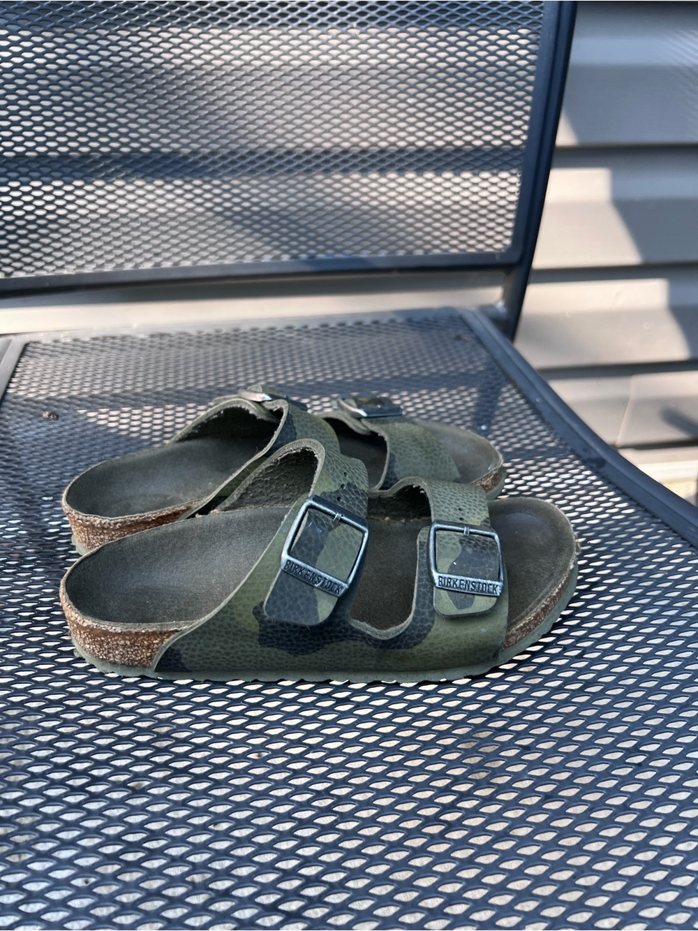 Birkenstock Kids Olive Green Two-Strap Sandals with Buckles